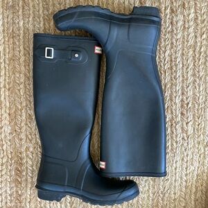 Hunter Tall Original Matte Rubber Rain Boots Black winter shoes
